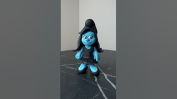 I made Smurfette in the style of Wednesday#smurfette #smurfcat #smurf #wednesday #plasticine #art