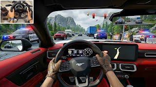 Realistic Driving Ford Mustang through narrow roads - Euro Truck Simulator 2 Gameplay