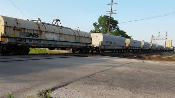 NS #7538 ES40DC and #8966 C40-9W Lead Mixed Freight Train Through Fostoria, OH