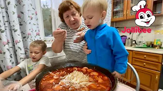THE KIDS FELL IN LOVE WITH FILIPINO JOLLIBEE SPAGHETTI! 