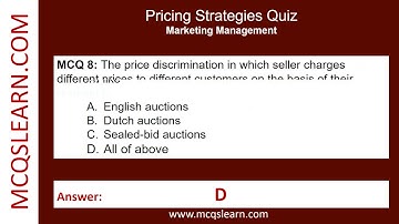 Pricing Strategies Quiz Questions Answers | Pricing Strategies Notes PDF | Class 12 Ch 11 Quiz | App