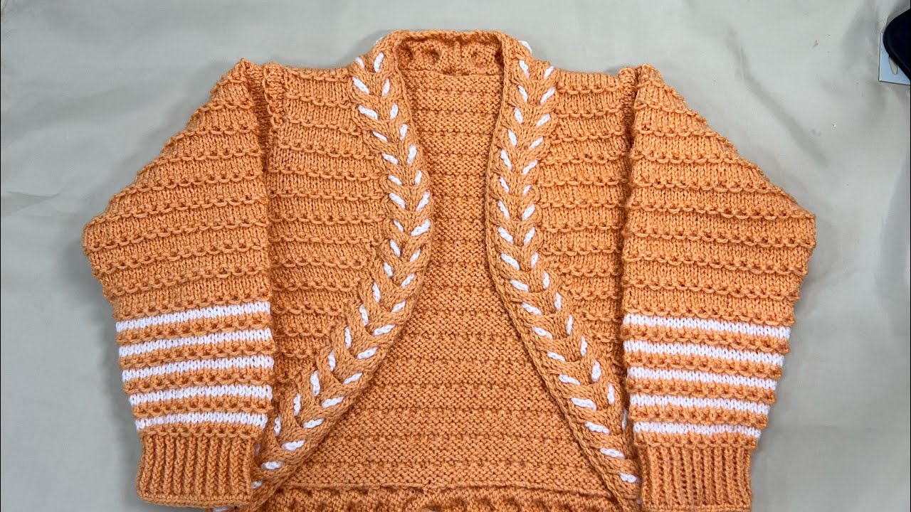 Hand Knitted shrug (sweater) for ages two to three (2-3) years old step by step tutorial