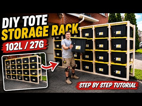 DIY Tote Storage Rack Build Tutorial 102L / 27G totes, rolling rack