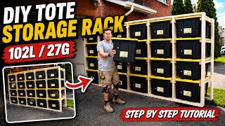 DIY Tote Storage Rack Build Tutorial 102L / 27G totes, rolling rack