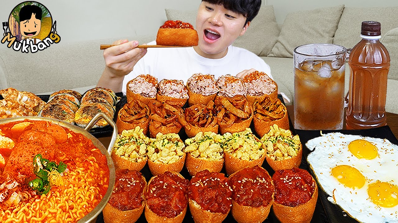 ASMR MUKBANG | острая лапша Рамён, кимбап, кимчи рецепт ! принимать пищу