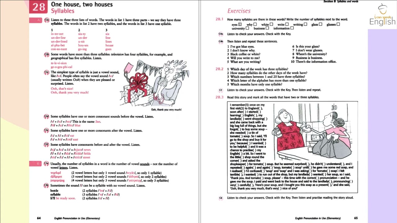 Pronunciation in Use Elementary, Unit 28, One house, two houses