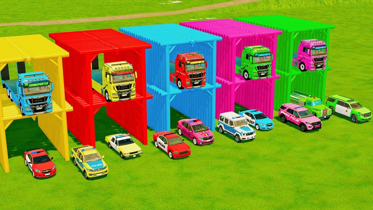 TRANSPORTING ALL POLICE CARS and AMBULANCE EMERGENCY VEHICLES WITH MERCEDES POLICE TRUCKS ! FS22