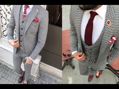 احدث بدل تركي Slim Fit شبابي لهذا العام بدرجات الألوان الرصاصي