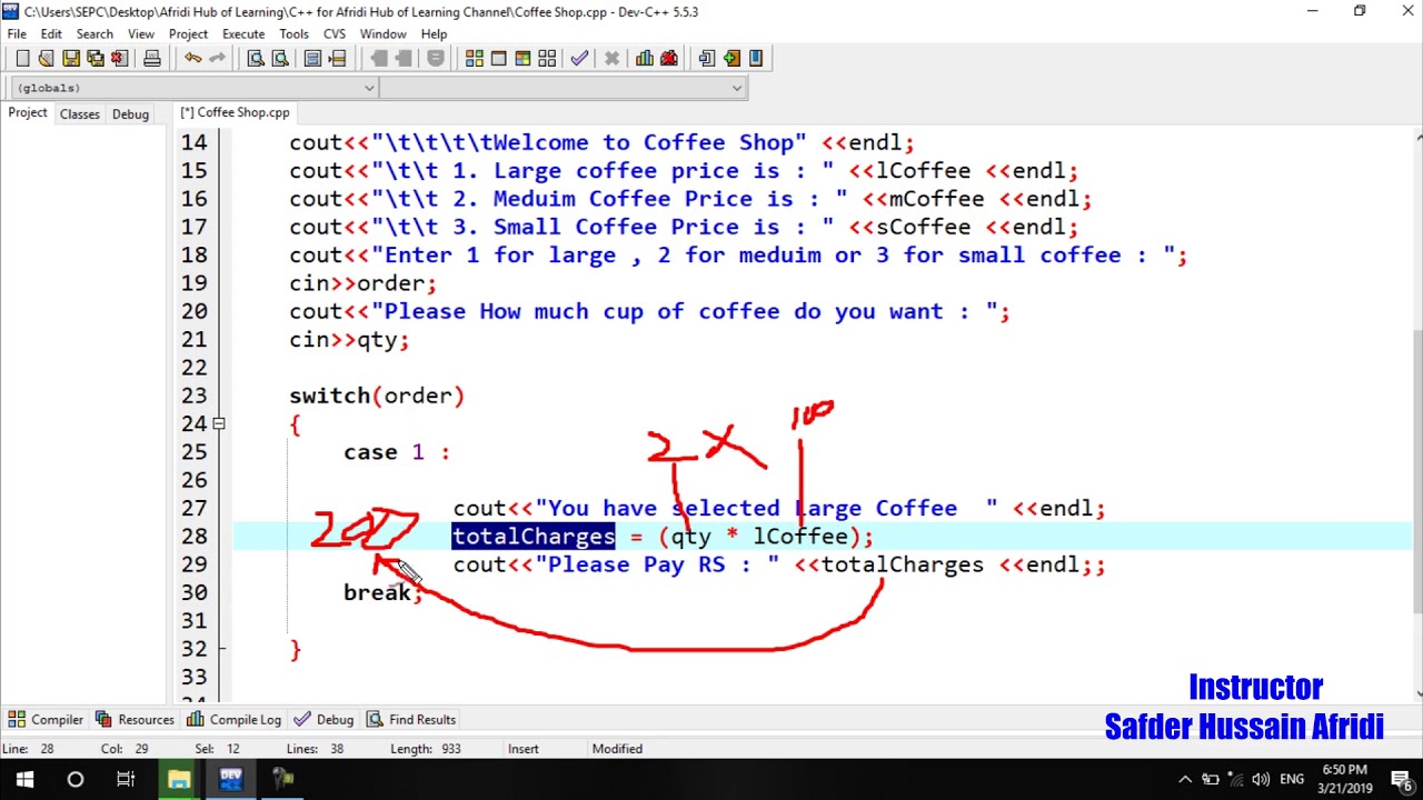 C++ Tutorial From Basic to Advance. 25 Coffee Shop using switch in ...