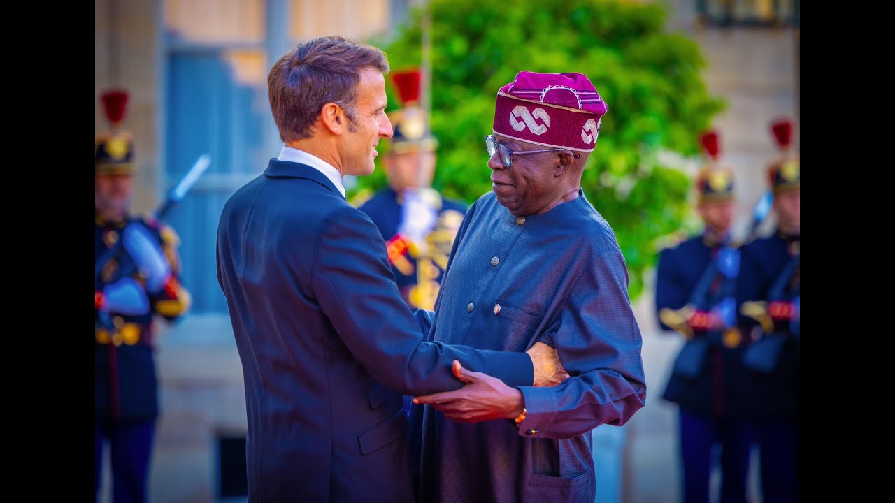 President Macron Welcomes President Bola Ahmed Tinubu to Palais Brongiart | NGFPS