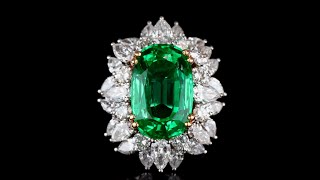 Colombian emerald and diamond cluster ring, circa 1970 #emerald #ring #youtubeshorts
