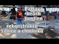 Pattaya beach Jomtien. rekonstrukce silnice a chodníku