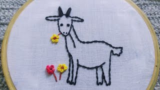 Embroidery Challenge #10 || Goat Embroidery For Beginners || Modern Embroidery  - Let's Explore