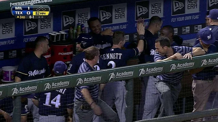 SILENCIO! Scooter Gennett gets the silent treatment after a home run