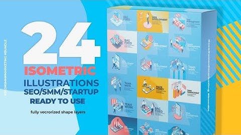 24 Isometric SEO & SMM Illustration Pack After Effects Templates