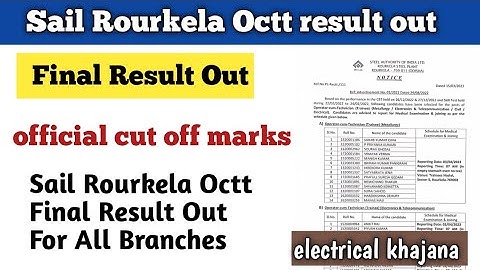 Sail Rourkela Octt Final Result Out For All Branches Sail Rourkela Recruitment-2022#sail #sailresult