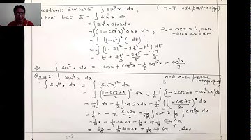 Integration of Transcendental Functions Lecture 2 cos^nx and sin^nx
