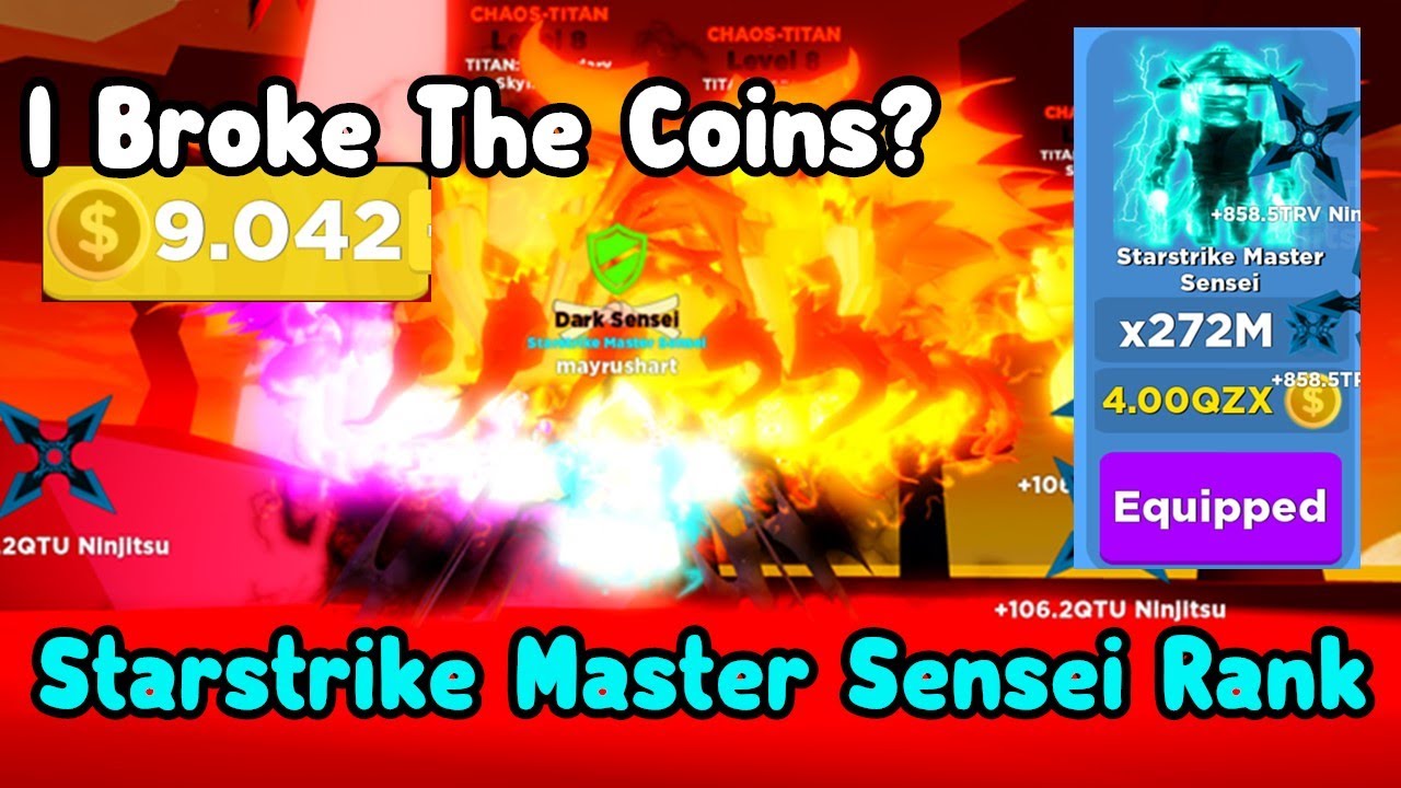 I Broke The Coins Unlocked Best Rank Starstrike Master Sensei Roblox Ninja Legends Youtube - nins ads roblox