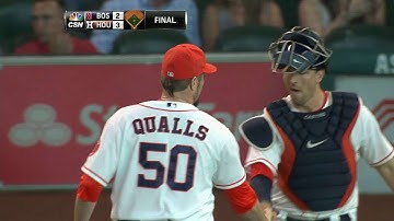 BOS@HOU: Qualls induces a game-ending double play