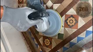 Removing Ingrained Dirt from Victorian Encaustic Floors Tiles with Tile Doctor Flexi Segment Pads