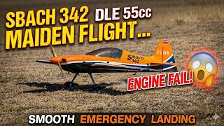 Sbach 342 DLE 55cc Maiden Flight… ENGINE FAIL! 😱 Smooth Emergency Landing RC Airplane #shorts