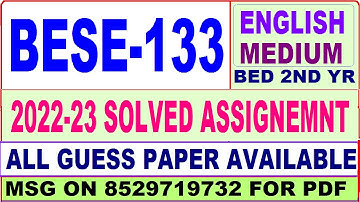 bese 133 ignou solved assignment 2022 / bese 133 assignment 2022-23 in English /bed bese 133 English