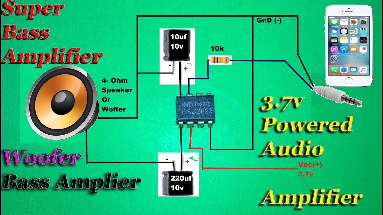 How to Make Amplifier Using 2822 ic | Super Bass Audio Amplifer | 3v