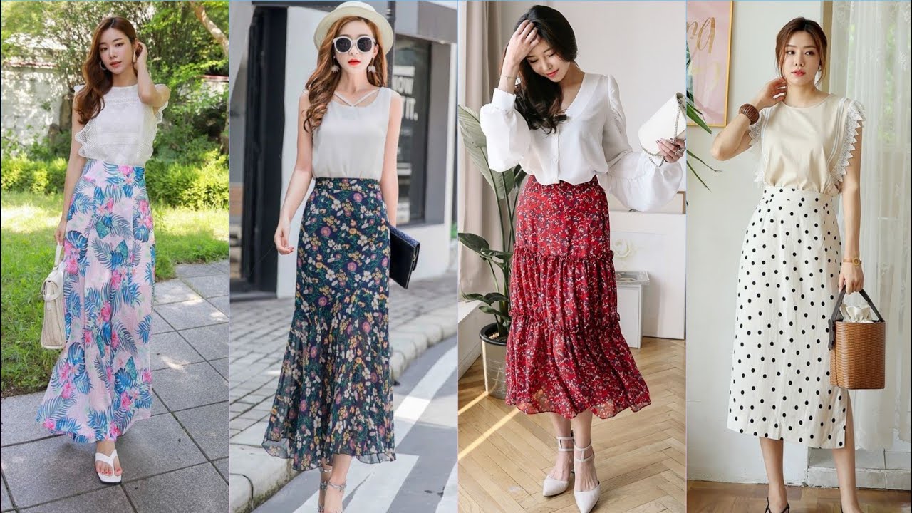 Korean Long skirt outfit ideas for girls || Korean fashion outfit || Long  skirts styling ideas - YouTube