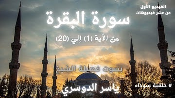 سورة البقرة من الأية 1 إلي 20 بصوت ياسر الدوسري تلاوة خاشعة بخلفية سوداء ✨🤍 ، بدون إعلانات 😊❤️