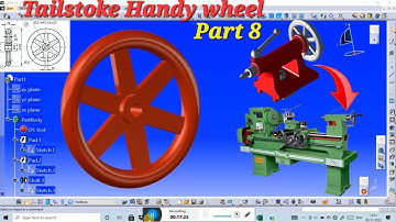 Tail stoke Handy wheel | part 8| lathe machine| #catiav5 part design #cadcam #cad #3d