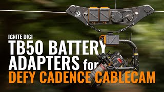 Ignite Digi field testing the prototype of the TB50 adapter for DEFY Cadence Cablecam