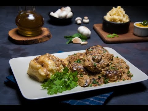 بيكاتا البرجر (ستيك البرجر بصوص المشروم)