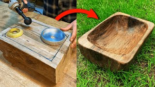 Easy Wooden Bowl Making From Walnut Wood⎪ASMR + no music 🪵