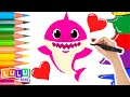 💞 How To Draw A Pink Valentine's Baby Shark 🐬 | LuLu Draw 🎨 SUPER Easy Drawing For Kids ✍️