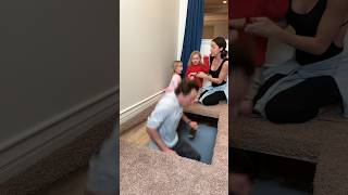 Girls Fight Over Who Drops Dad Thru Trap Door! 😵