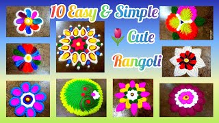 #127-Beautiful 10Easy rangoli designssatisfying videosand artRelaxing freehand RangoliDailykolam