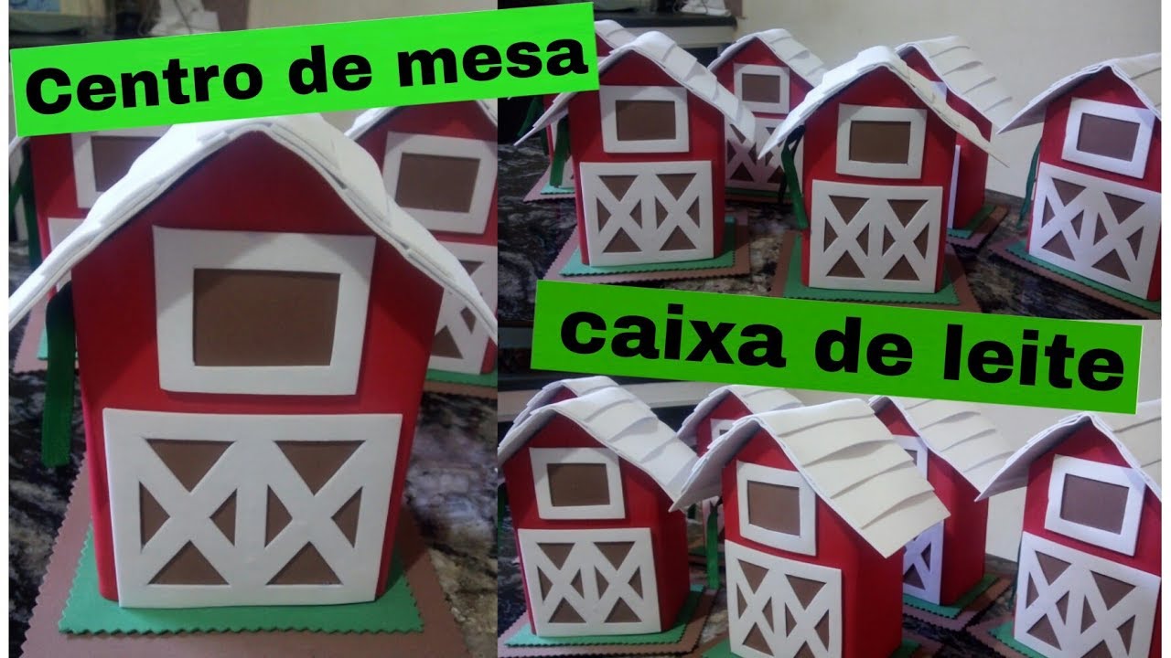 Centro de mesa com caixa de leite ..Tema Fazendinha