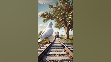 Big Pigeon looks like an apple tree on the railway track 😭 #ai #pigeon #tree #train