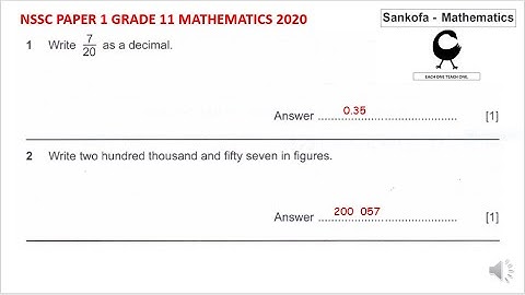 Grade 11 Paper 1 of 2020