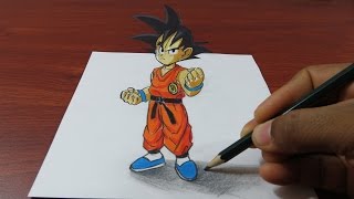 How to Draw 3D Goku Easy - Dragon Ball - 3D trick Art