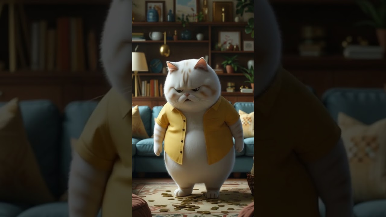 "Lonely Cat With Coins 🐾💛 | Emotional Fable in a Cozy Home" 