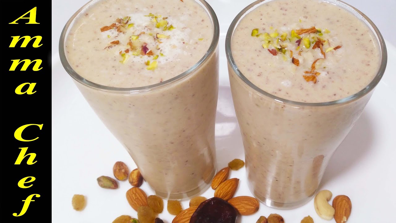 மில்க்‌ஷேக் Dry Nuts Milkshake recipe In tamil Healthy Recipe