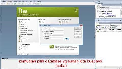 #2/5 KONEKSI DATABASE. CREATE, READ, UPDATE, DELETE (CRUD) HTML/PHP DI FRAMEWORK DREAMWEAVER
