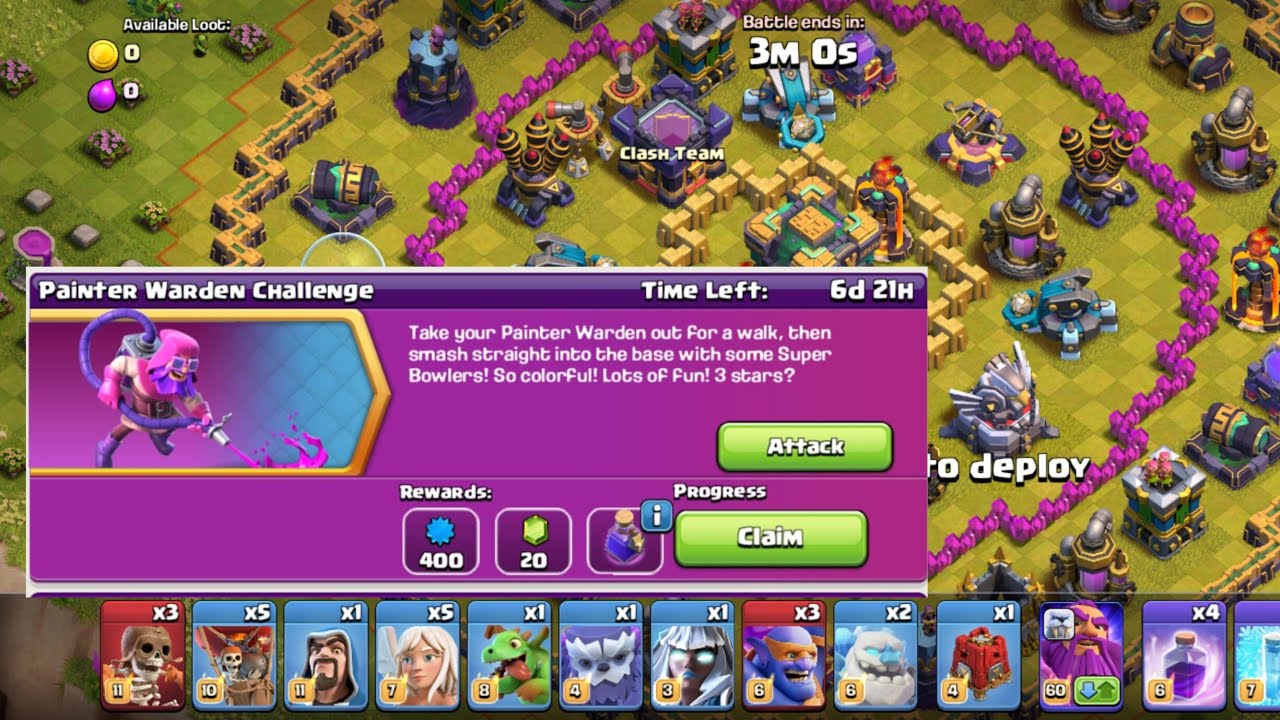 Easily 3 star The Painter Warden challenge (clash of clans) 