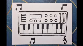 Piano drawing, how to draw a Piano,  step by step Piano drawing,  keyboard drawing 