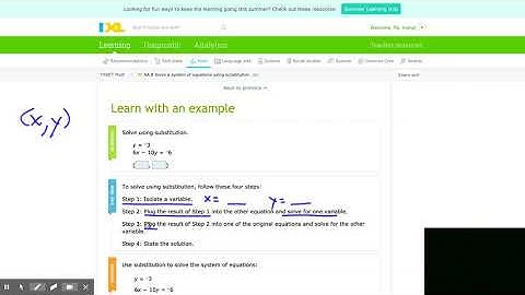 IXL | Solve a system of equations using substitution | 8th grade math