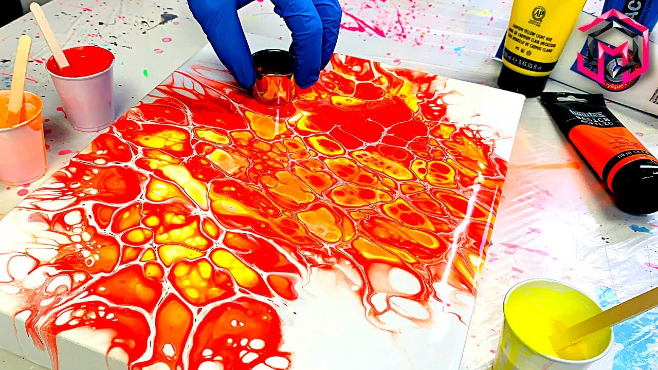 PHOENIX FLAMES!!! Open Cup Acrylic Pour