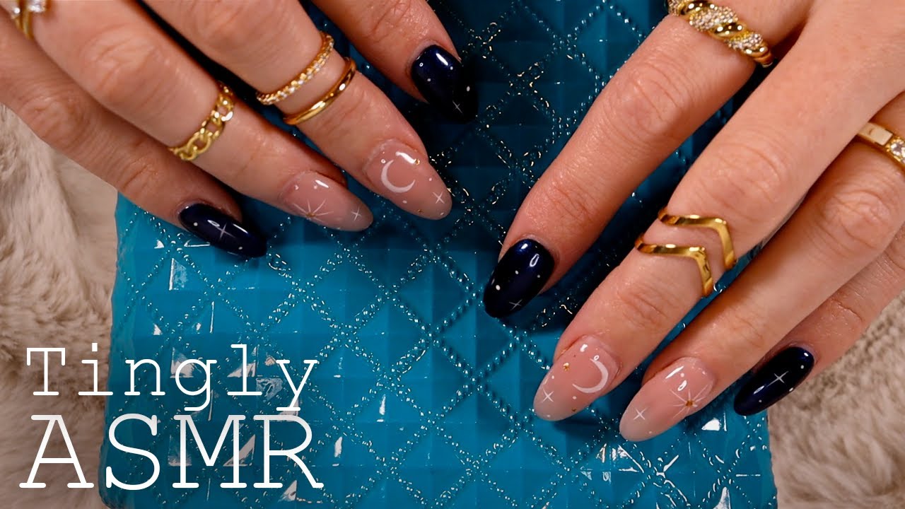 ASMR Blue tingly textured bag sounds (🎧 soft spoken, scratching, light tapping)