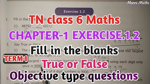 TN samacheer class 6 maths chapter 1 numbers/exercise 1.2/objective type questions/marrs maths
