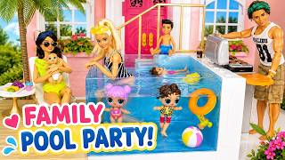 Barbie Doll Family Getting Ready for Pool Party